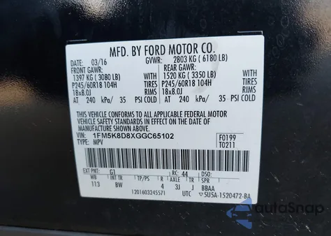 2016 Ford Explorer Xlt z USA, uszkodzony, nr VIN 1FM5K8D8XGGC65102